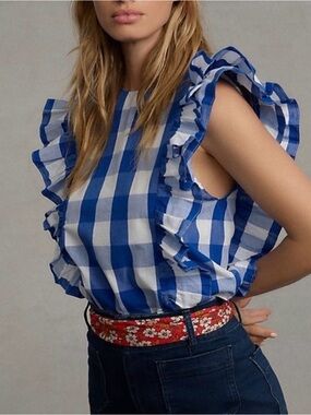 Anthropologie Whit Two Cascade Ruffle Blouse